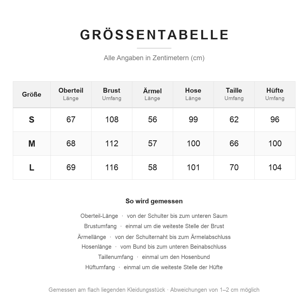 Größentabelle