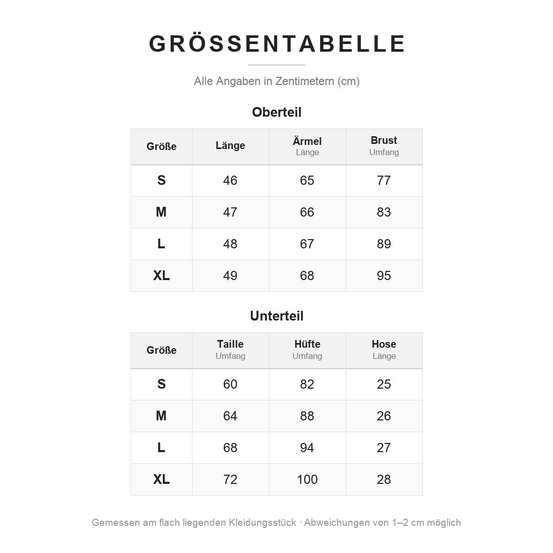 Größentabelle