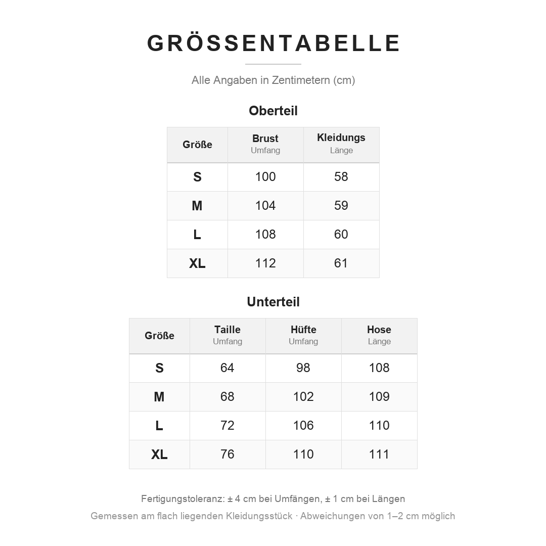 Größentabelle