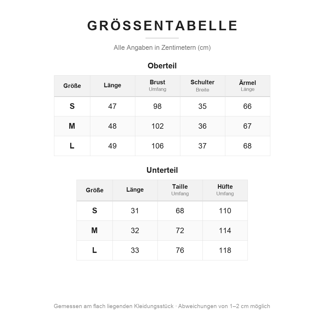 Größentabelle