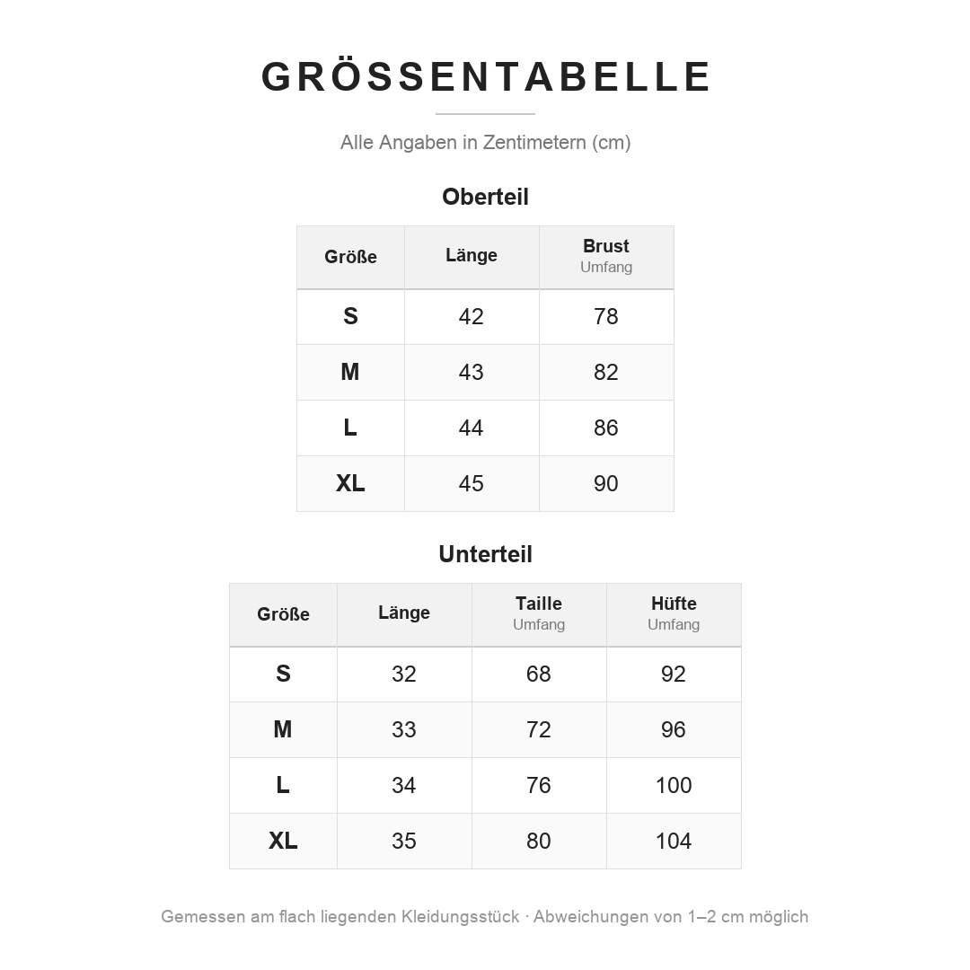 Größentabelle