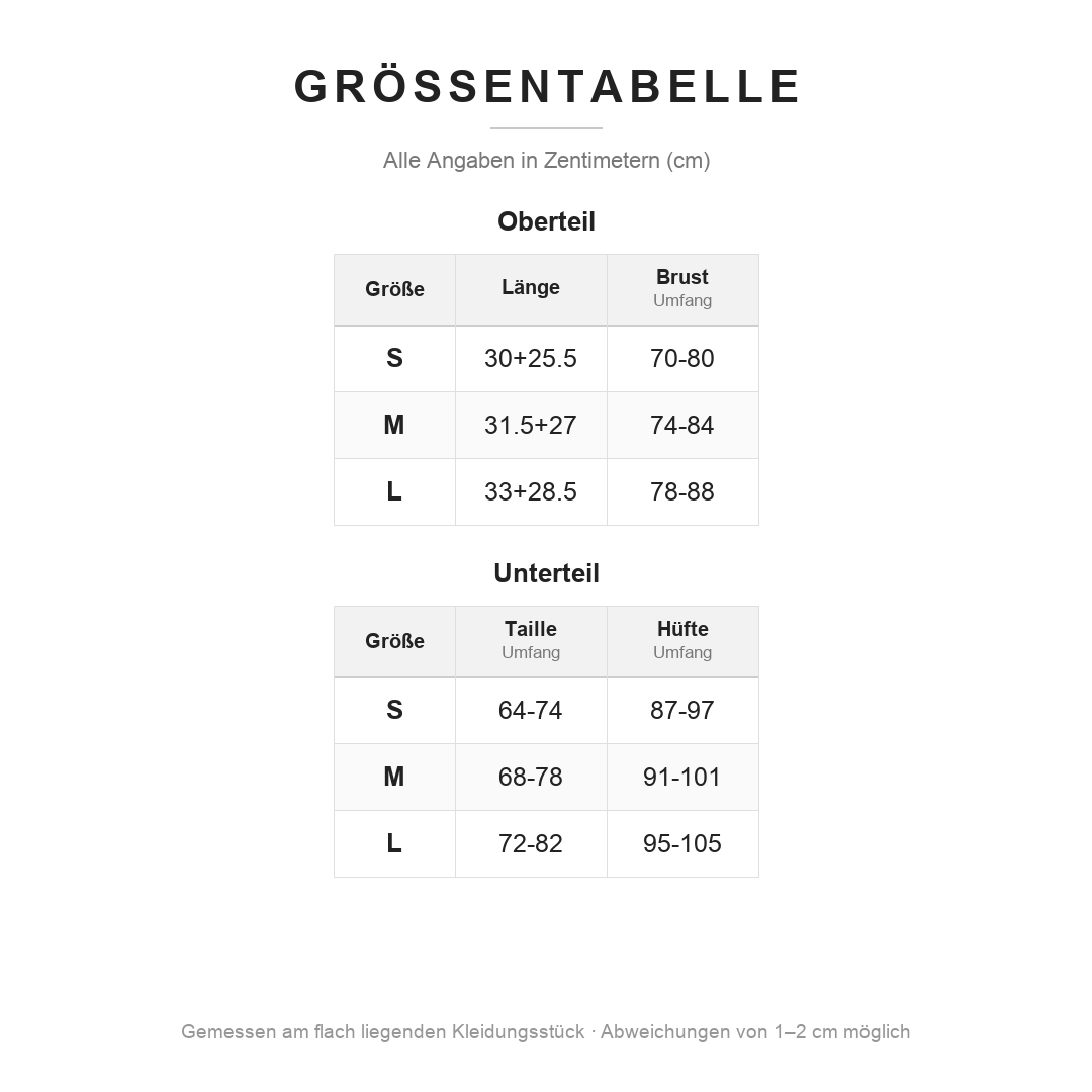 Größentabelle