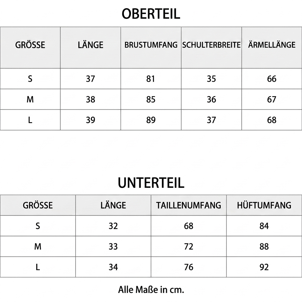 Größentabelle