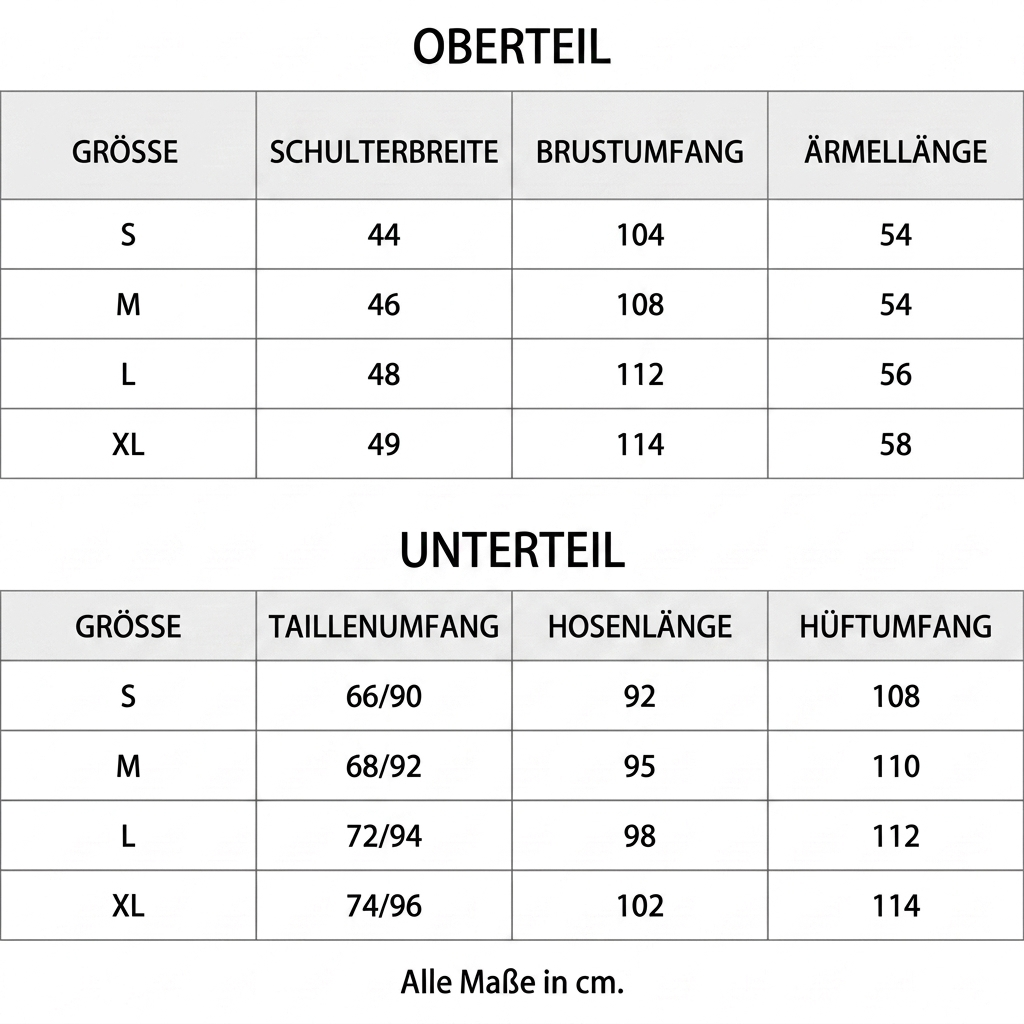 Größentabelle